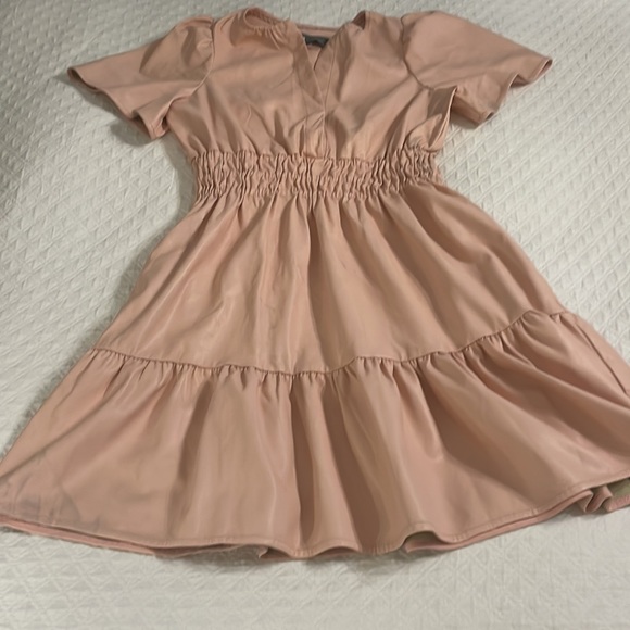 Anthropologie The Somerset Mini Dress faux leather edition blush pink XS - Picture 7 of 13